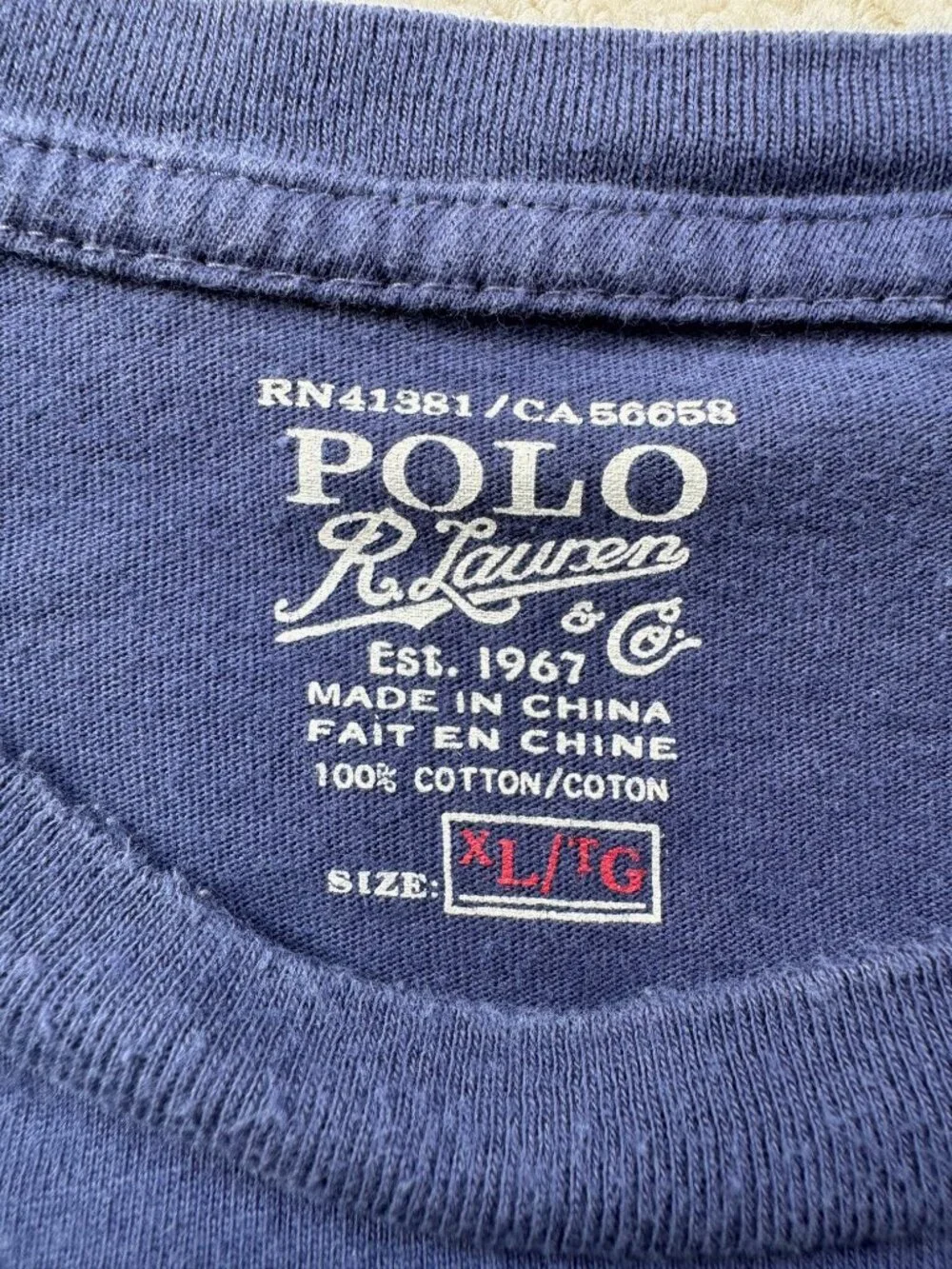 Polo Ralph Lauren Men’s XL Navy POLO 67 Distressed Graphic T-Shirt